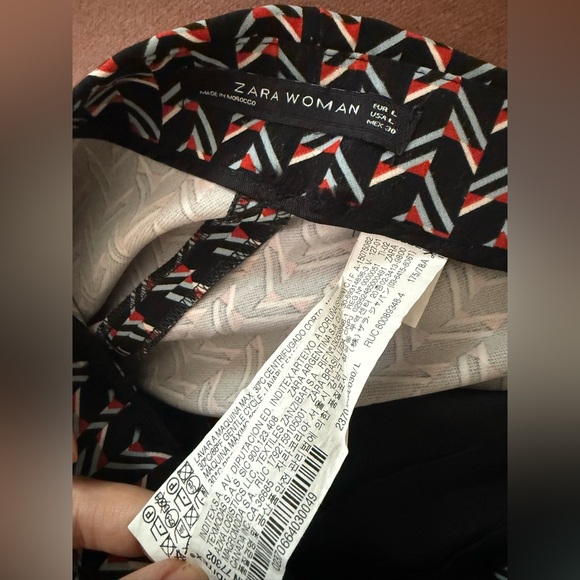 Zara Woman Wideg Cropped Pants Small High Rise Waisted Geometric - Picture 4 of 8